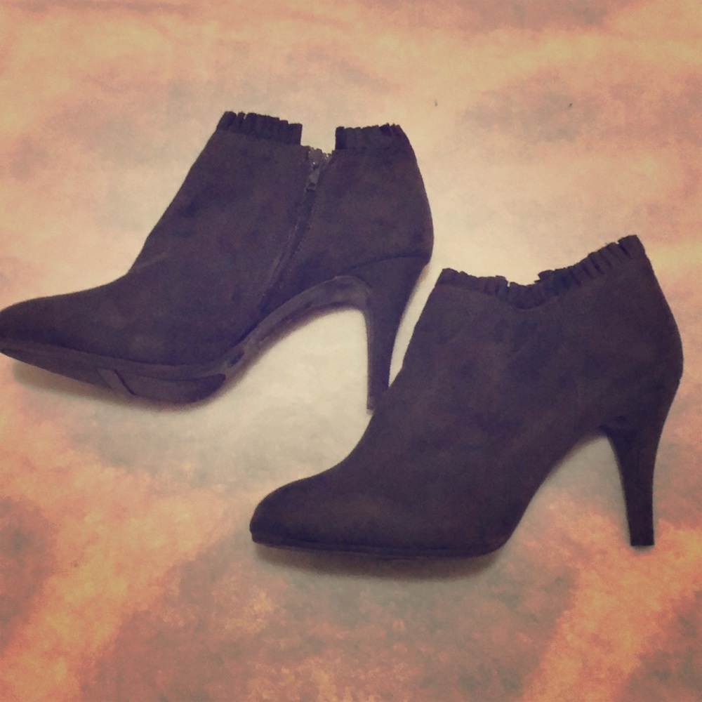 Brown suede ankle boots